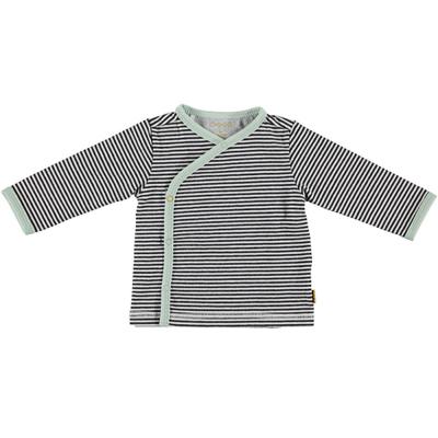 Baby Wickelshirt mit langen Ärmeln mint/grau geringelt