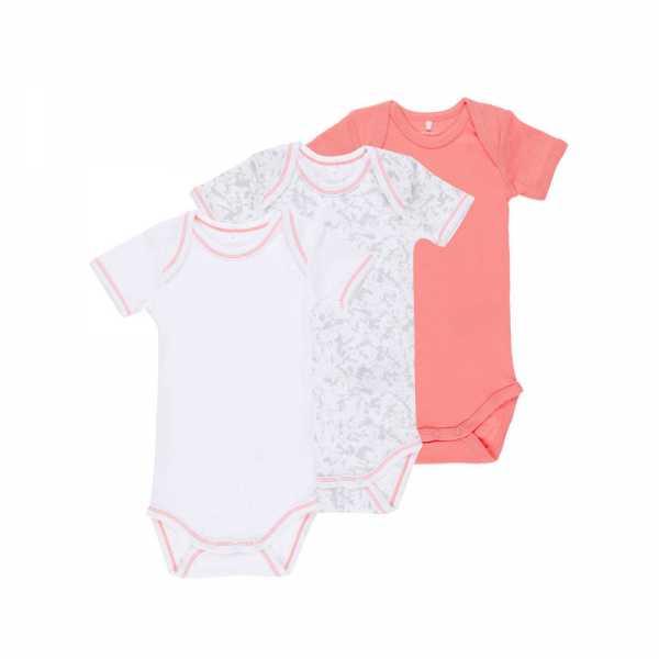NAME IT Mädchen Baby Body 3er Pack, kurzarm, Coral