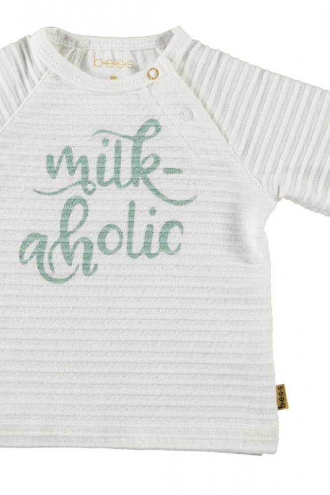BESS Baby Unisex Sweatshirt Milk-aholic, Weiß